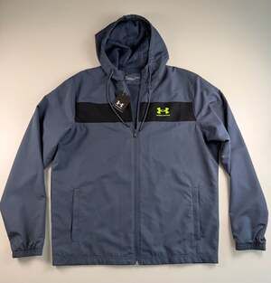 NWT Under Armour UA Sportstyle Windbreaker Jacket Mens L Gray Black 1361621